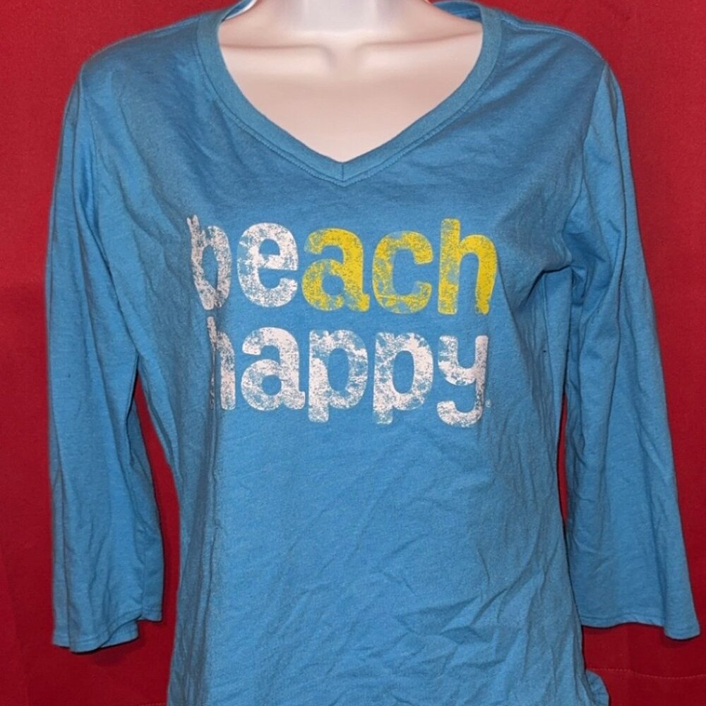 30A Beach Happy Blue 3/4 sleeve Summer t shirt